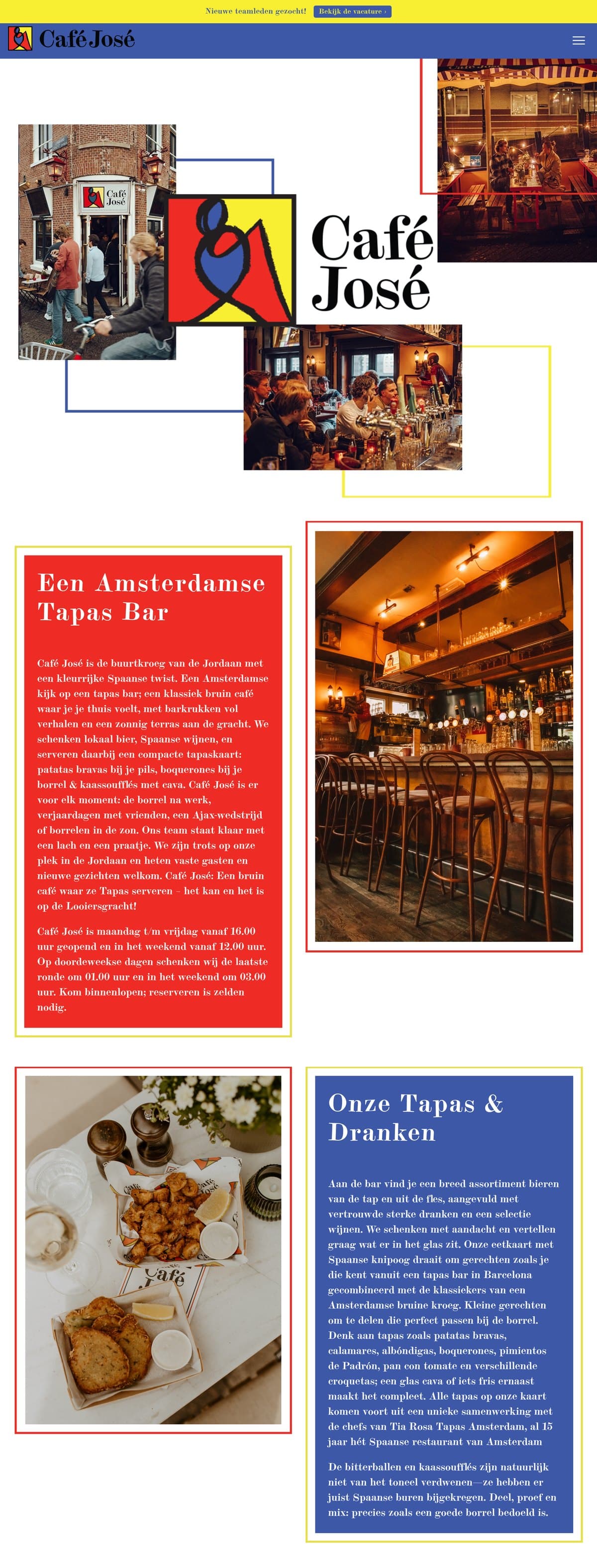Homepage of the Café José website, designed by Mixx'd Media