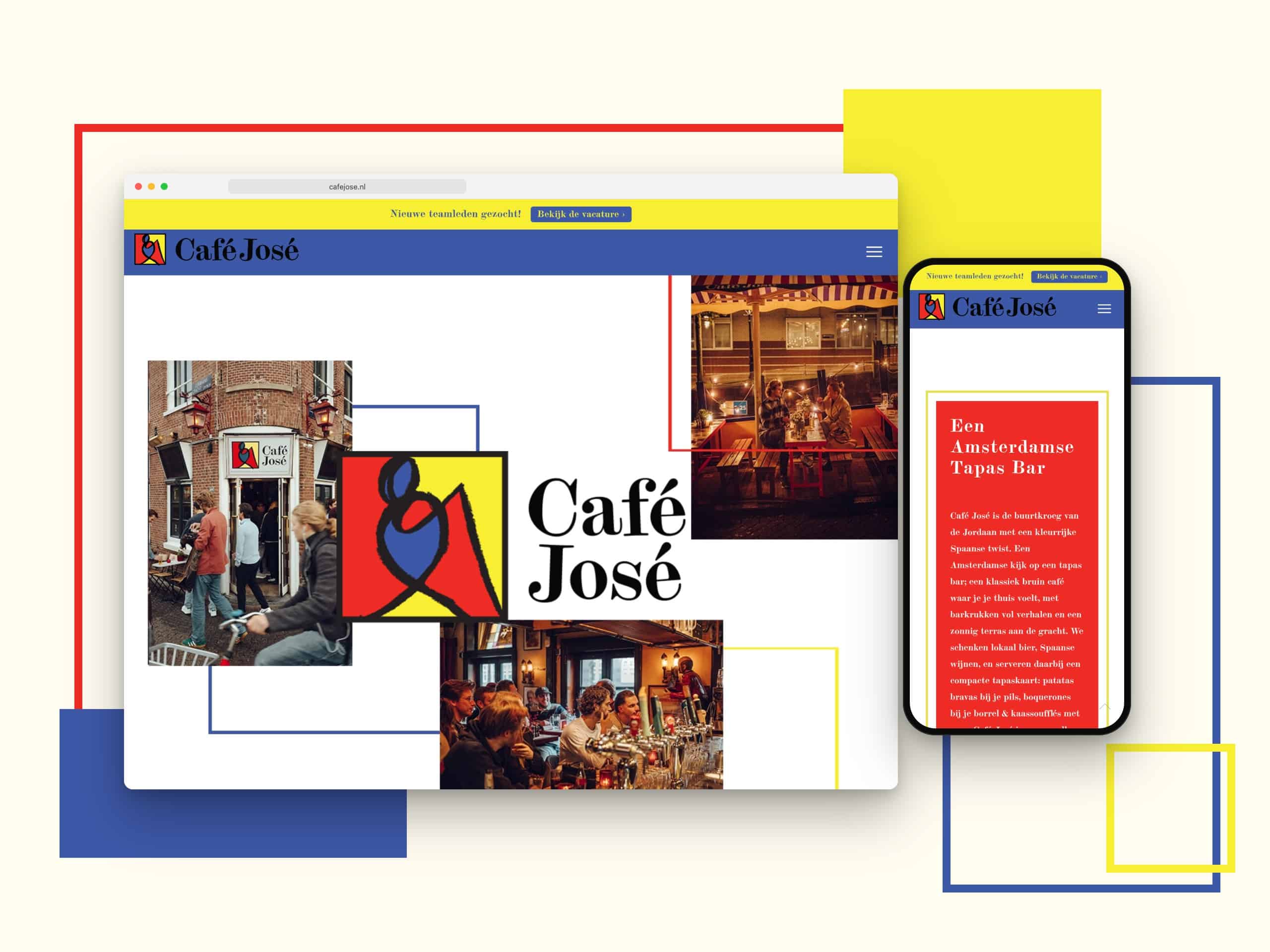 Café José website on desktop and mobile, designed and built by Mixx'd Media
