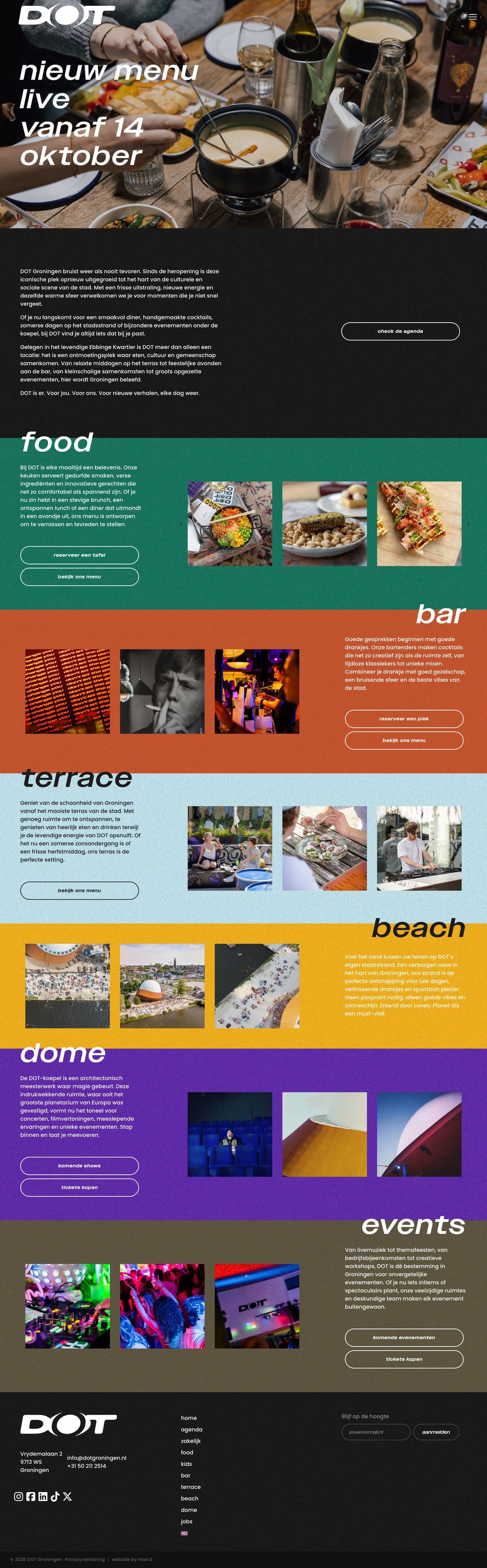 Homepage of the DOT Groningen website, designed by Mixx'd Media