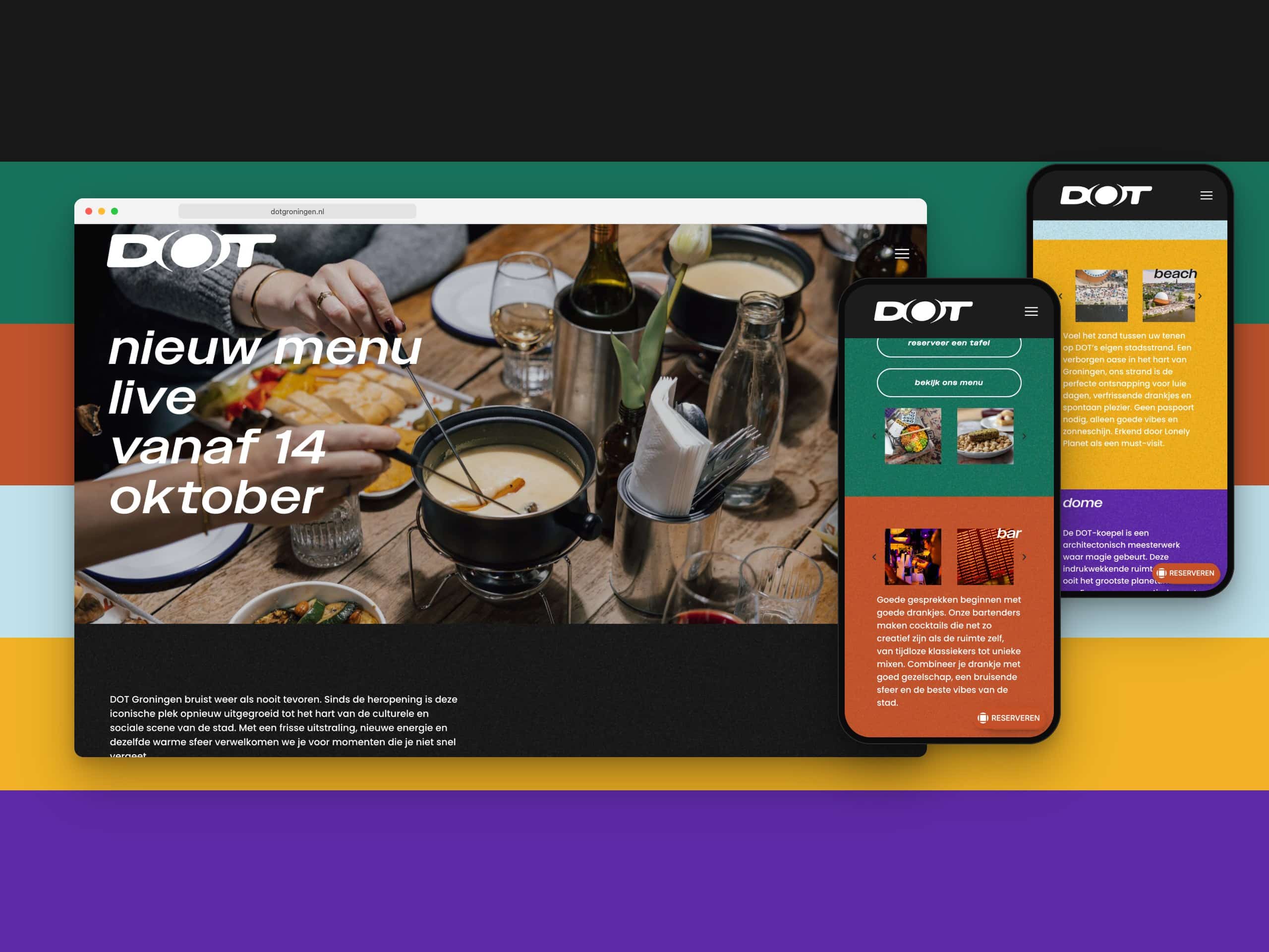 DOT Groningen website on desktop and mobile, designed and built by Mixx'd Media