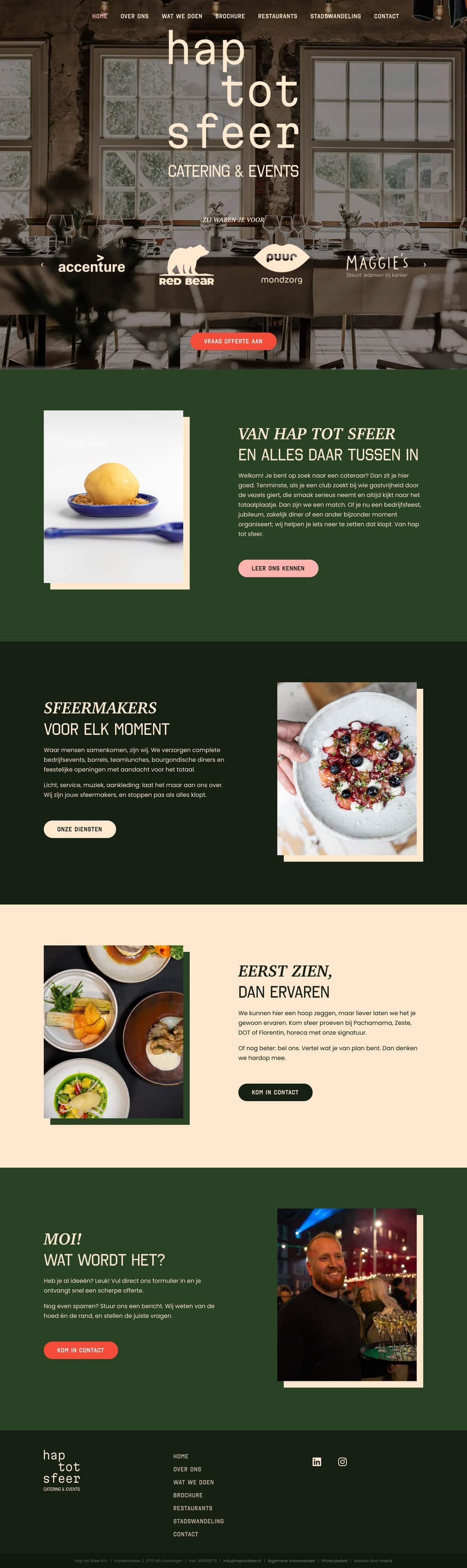 Homepage of the Hap tot Sfeer website, designed by Mixx'd Media