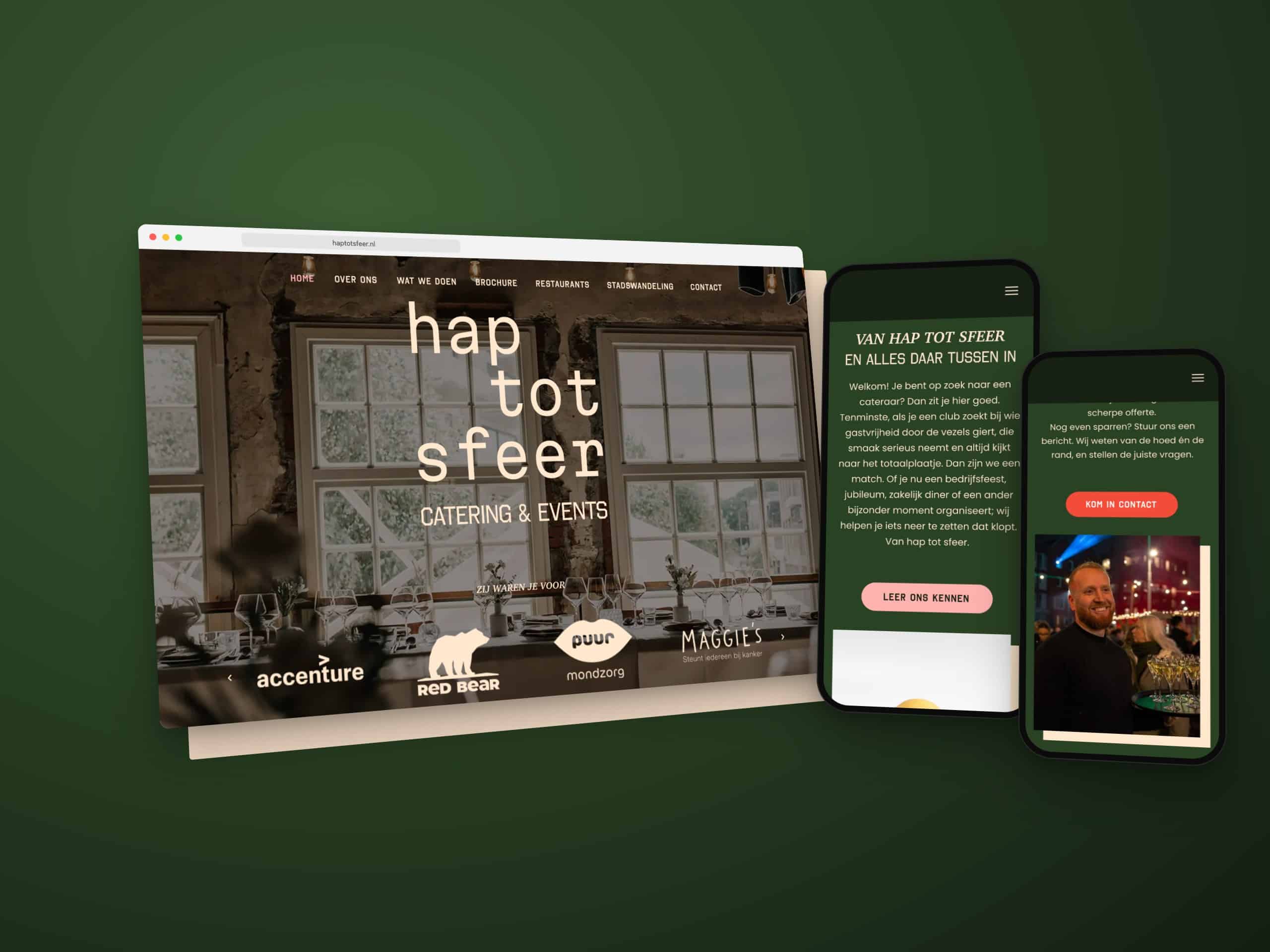 Hap tot Sfeer website on desktop and mobile, designed and built by Mixx'd Media