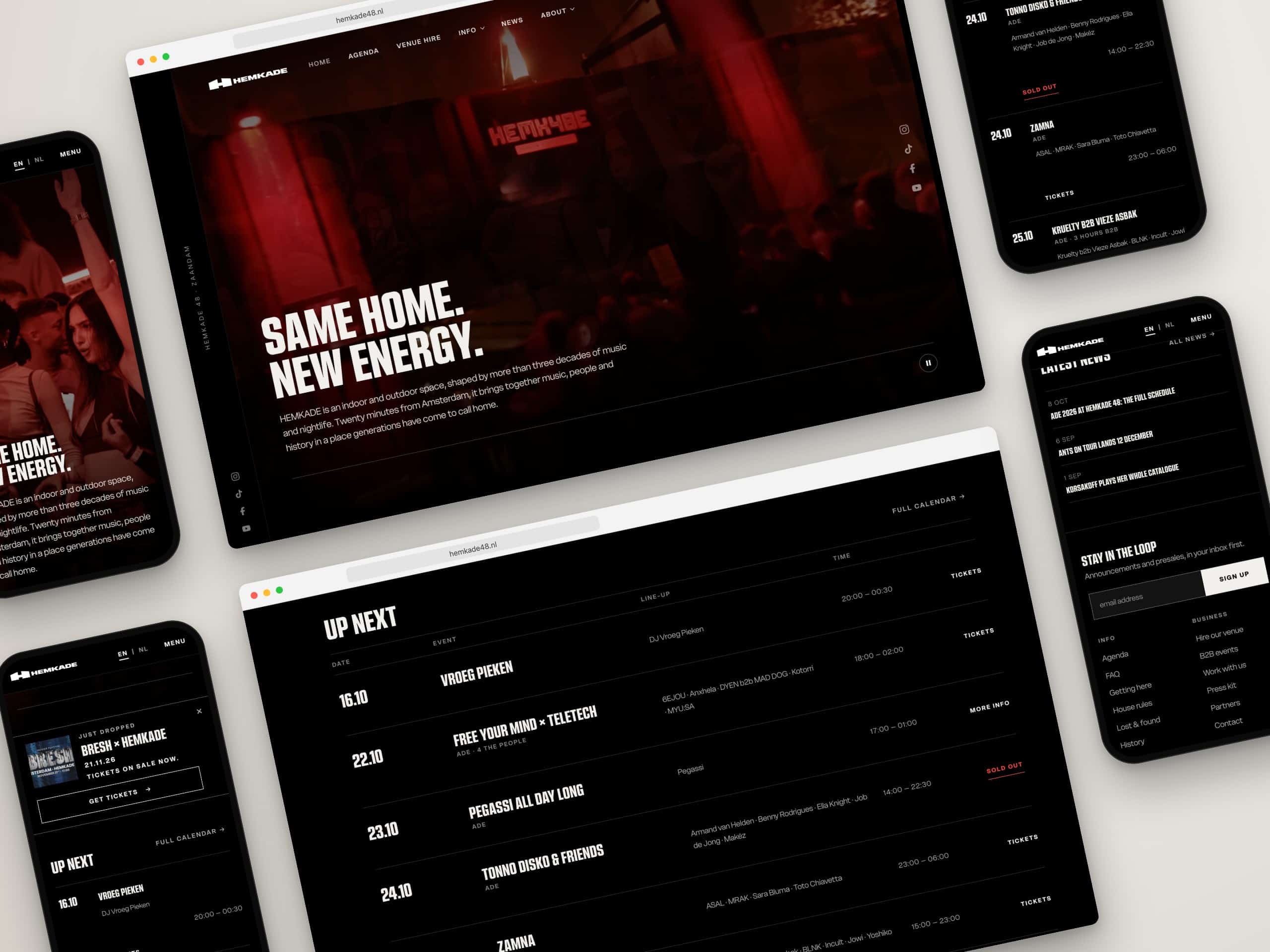 Hemkade website on desktop and mobile, designed and built by Mixx'd Media